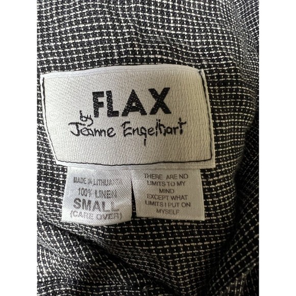 Flax By Jeanne Engelhart Button Front Linen Top Black/White Women’s Size Small - Picture 10 of 11
